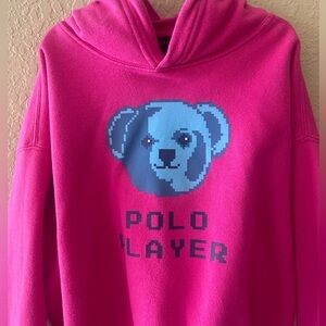 Polo by Ralph Lauren Bright Pink Authentic Polo Bear Hoodie size M(8-10)